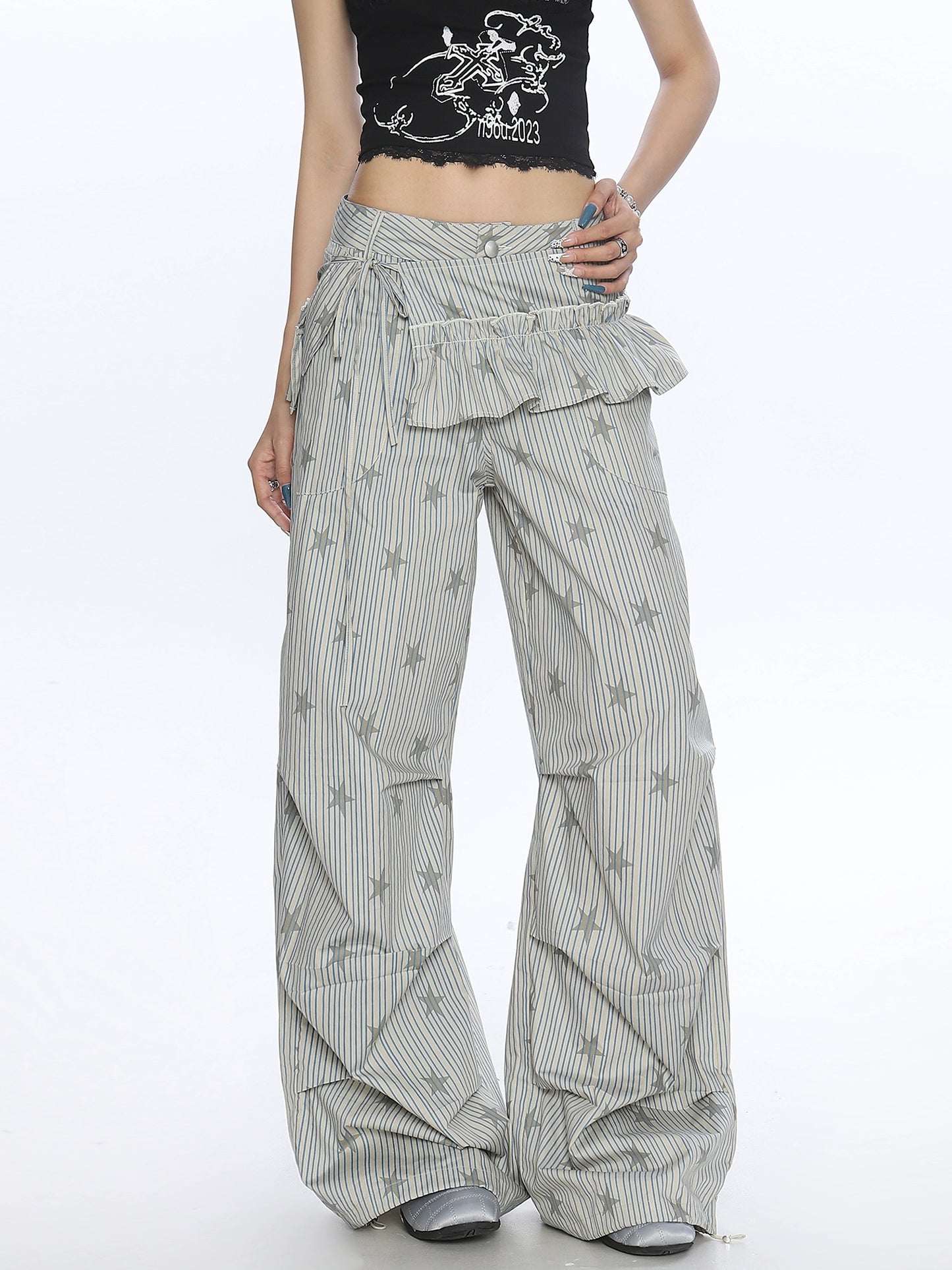 【25s Nov.】Striped Star Print Cargo Pants