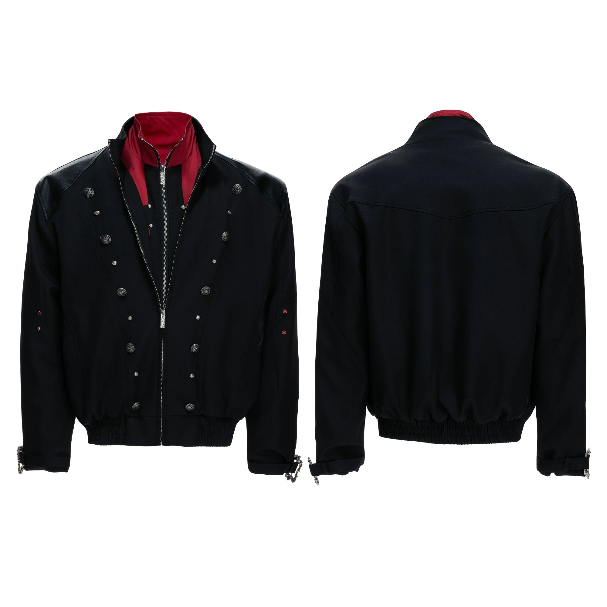 Black Red Cross Patchwork Jacket