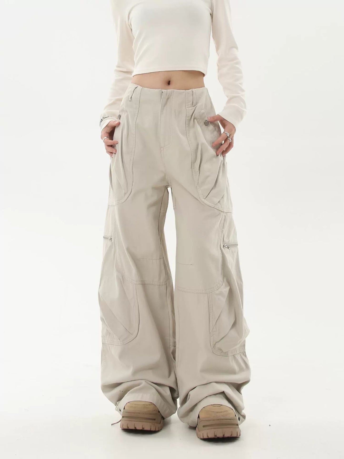 【25s Jul.】Vintage Deconstructed Multi-Pocket Wide-Leg Pants