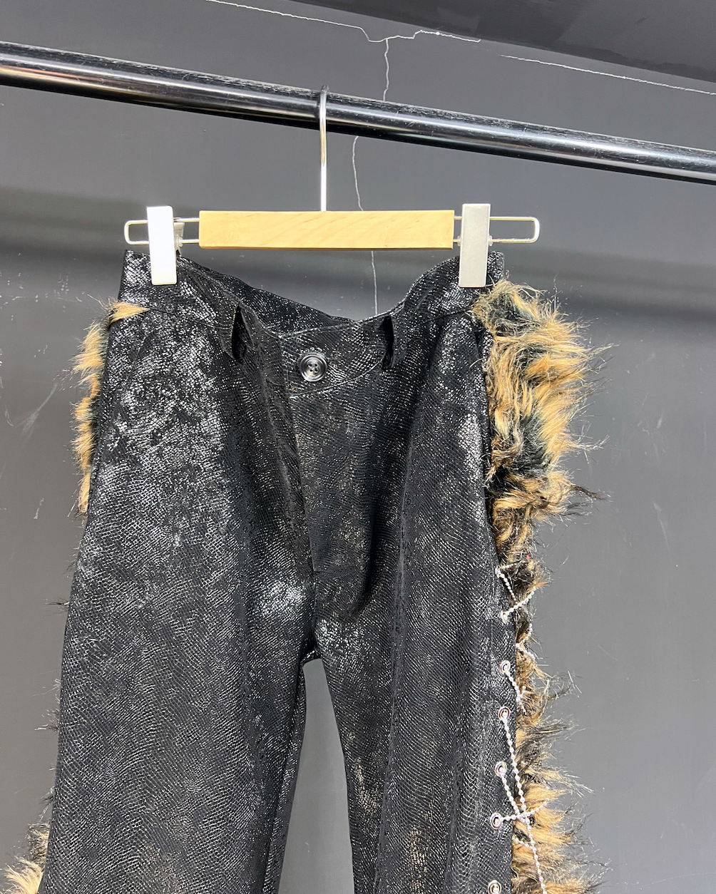 Animal Print Faux Fur Flared Pants