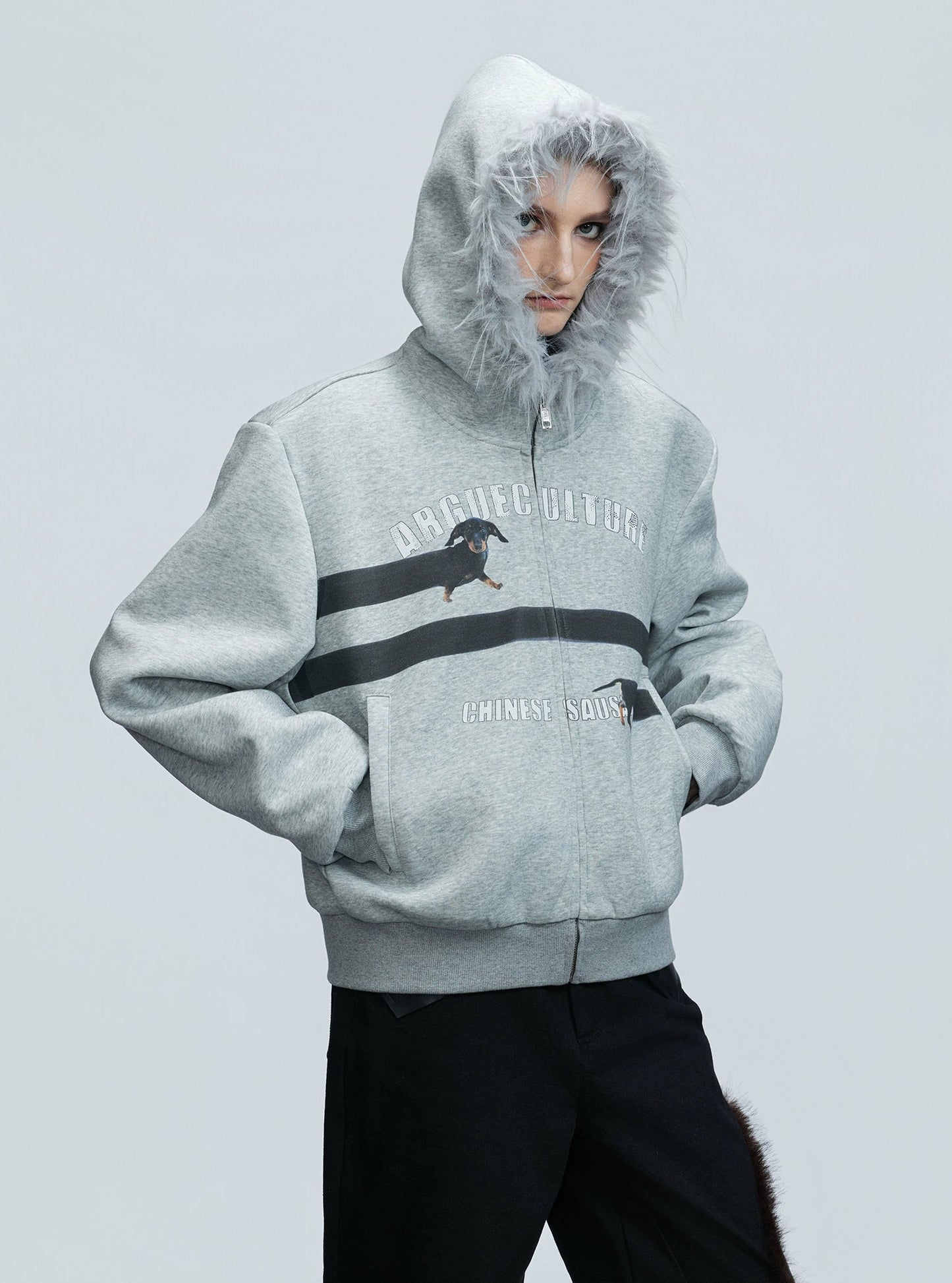 【25s Nov.】Elongated Dog* Vintage Fur Collar Hoodie