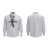 【25s Sep.】Vertical Striped Tie Print Shirt