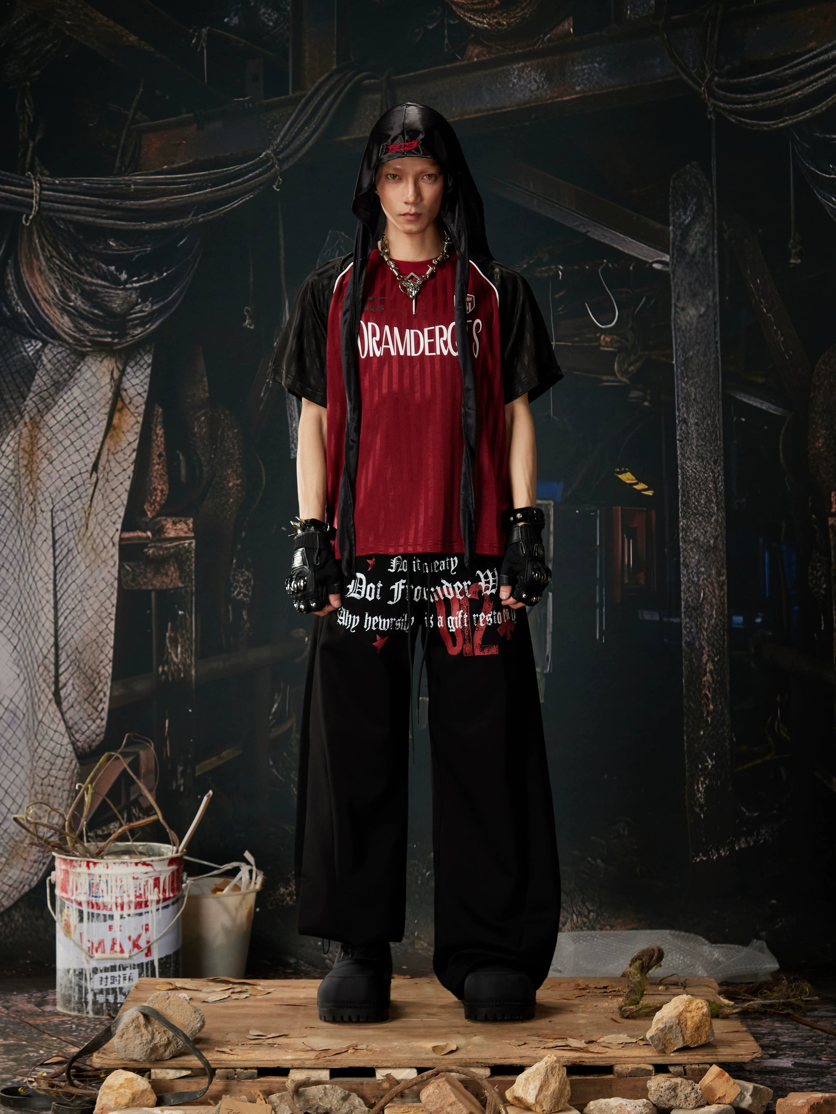 Red Black Contrast Jersey Tee