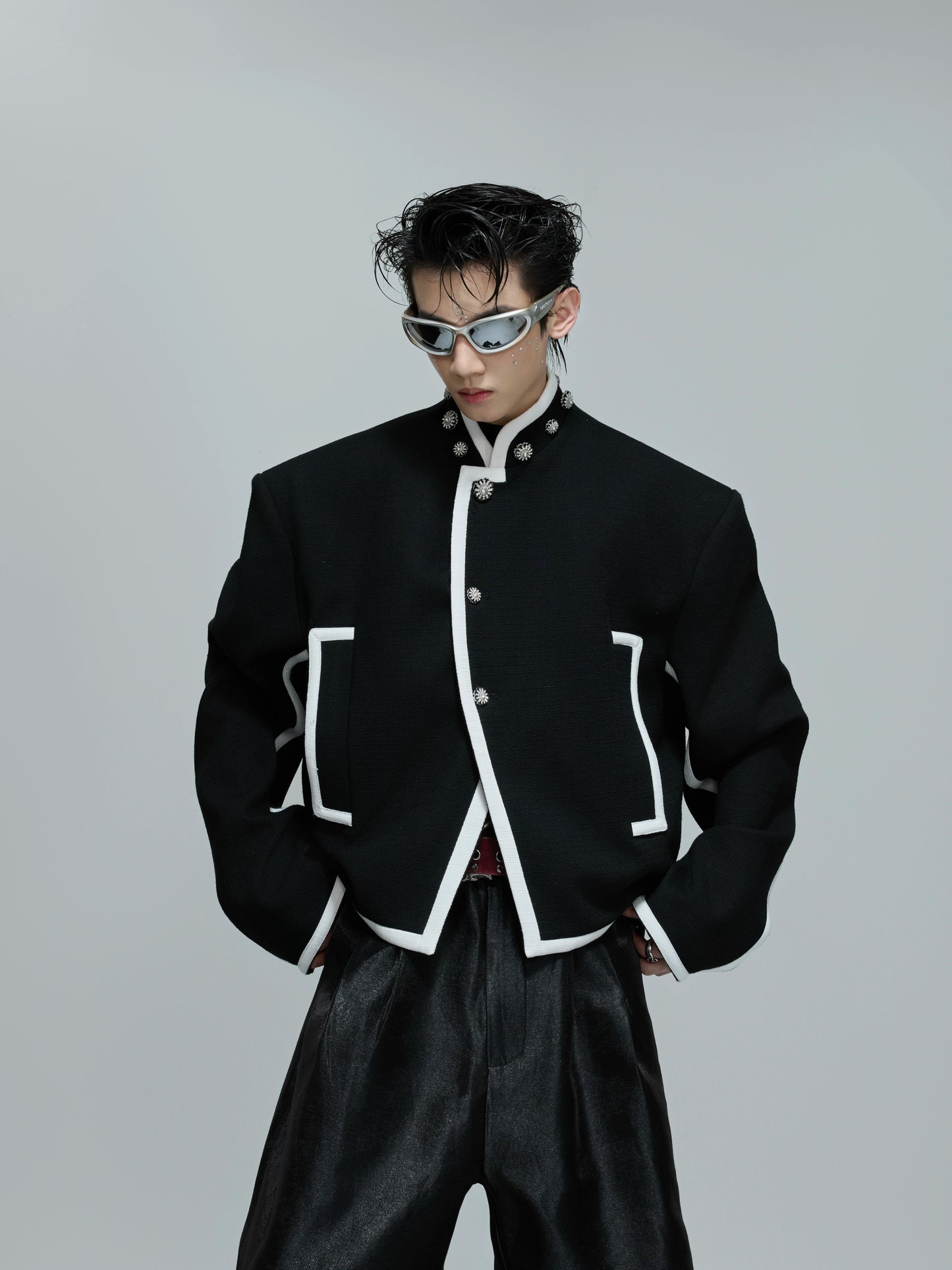 【25s Nov.】Exposed Stitching Deconstructed Color-blocked Jacket