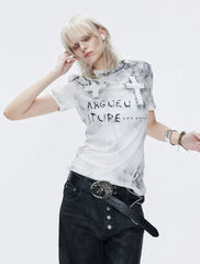 【26s May.】Distressed Cross Studded Slim Tee