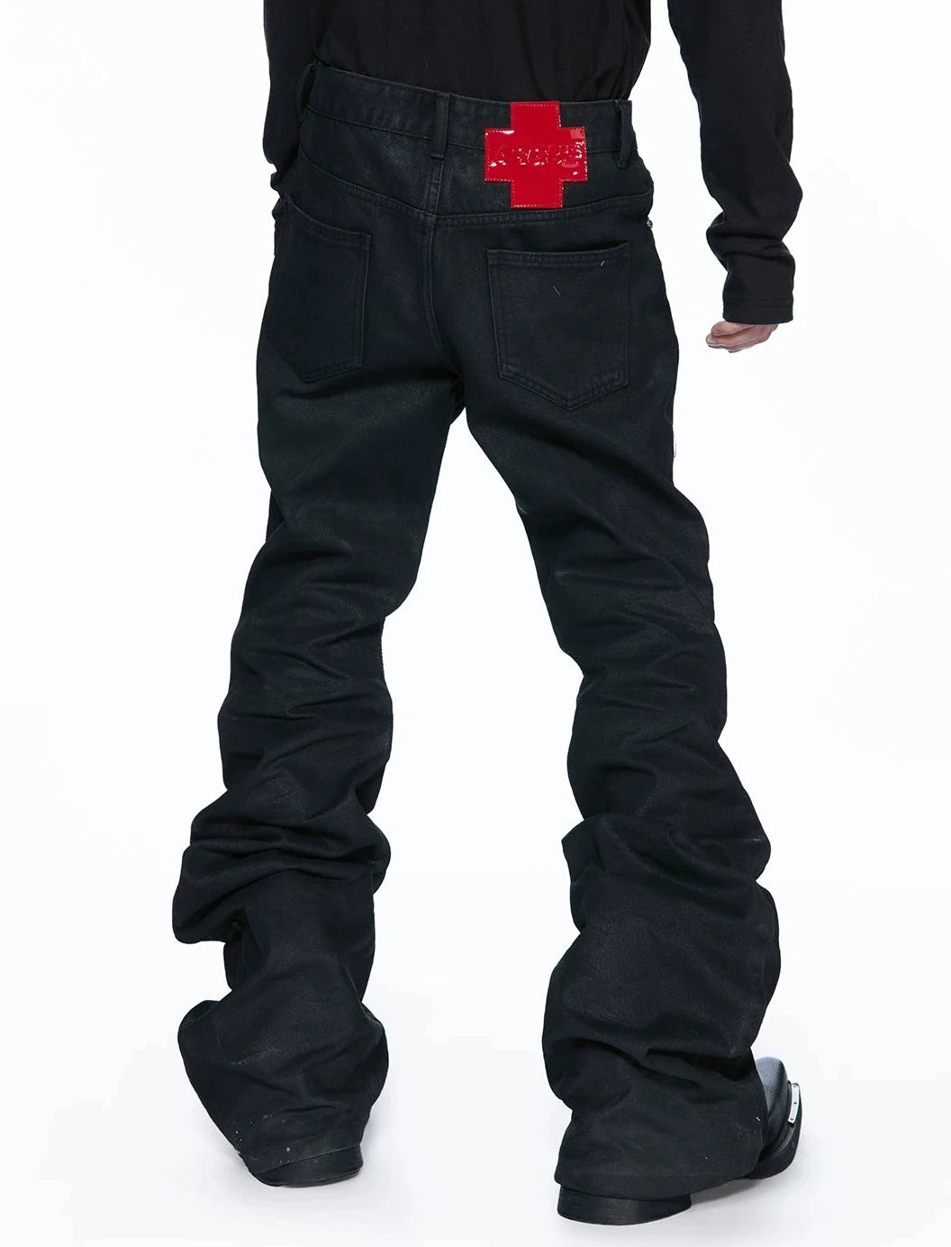 Multi-Zip Waxed Scimitar Skinny Moto Jeans