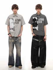 Dark Graphic Plaid Short Sleeve Shirt