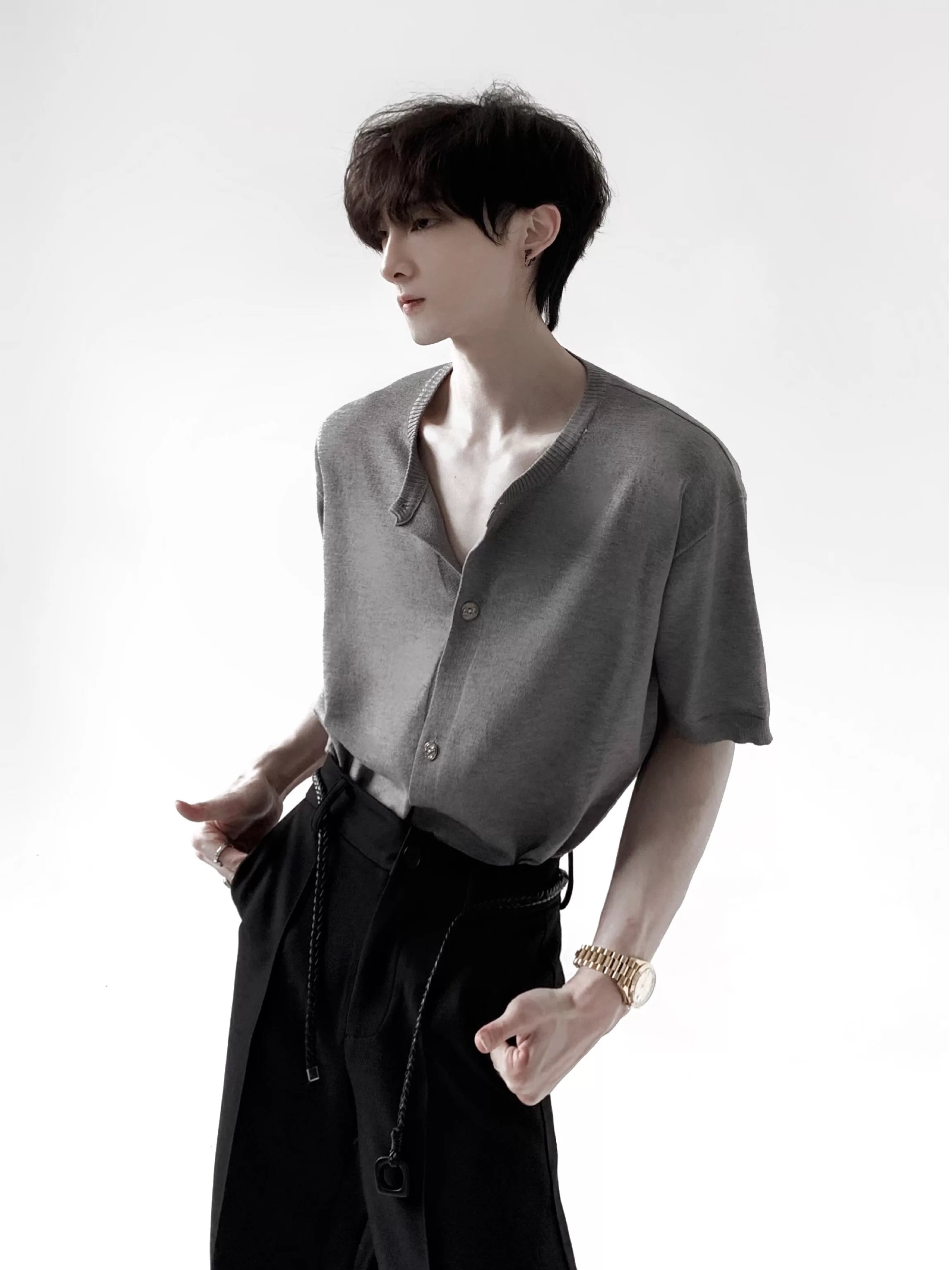 Clean Fit Knit Cardigan Tee