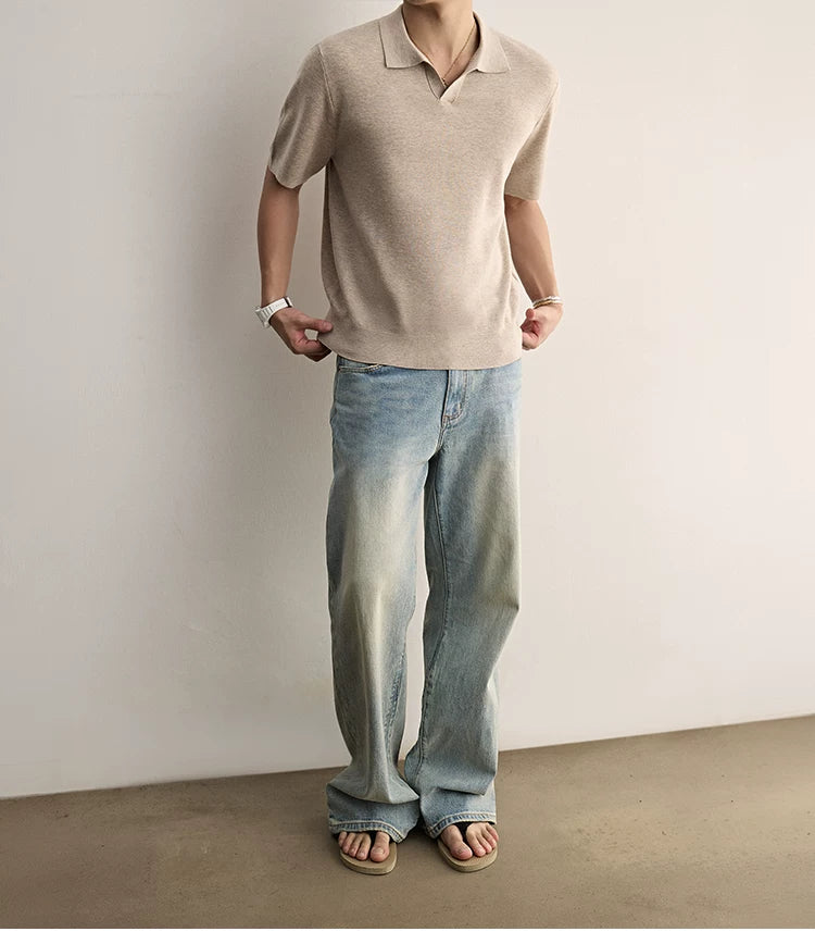 Ice Silk Knit Polo Shirt