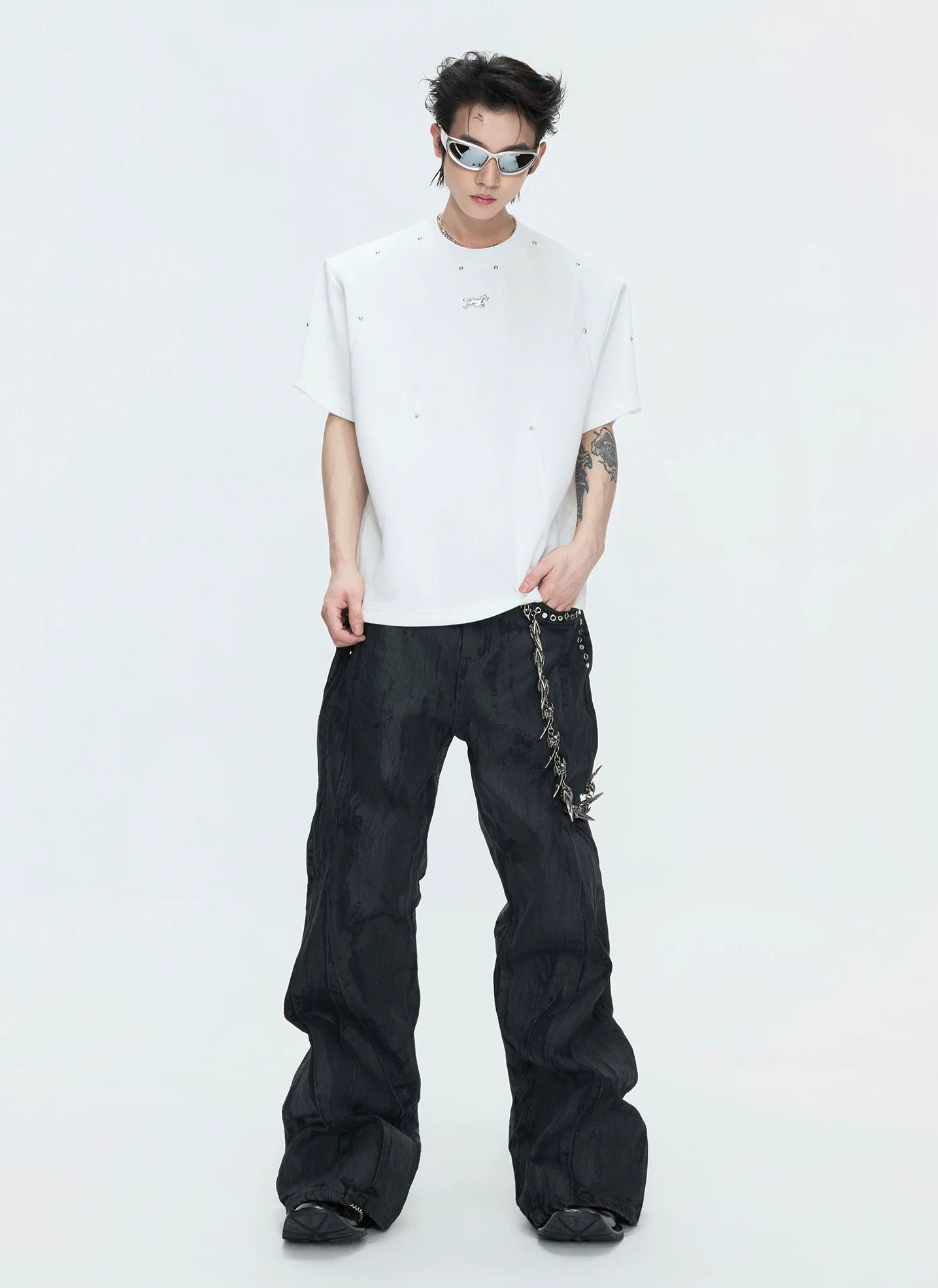 【26s May】Studded Deconstructed Boxy Shoulder Tee
