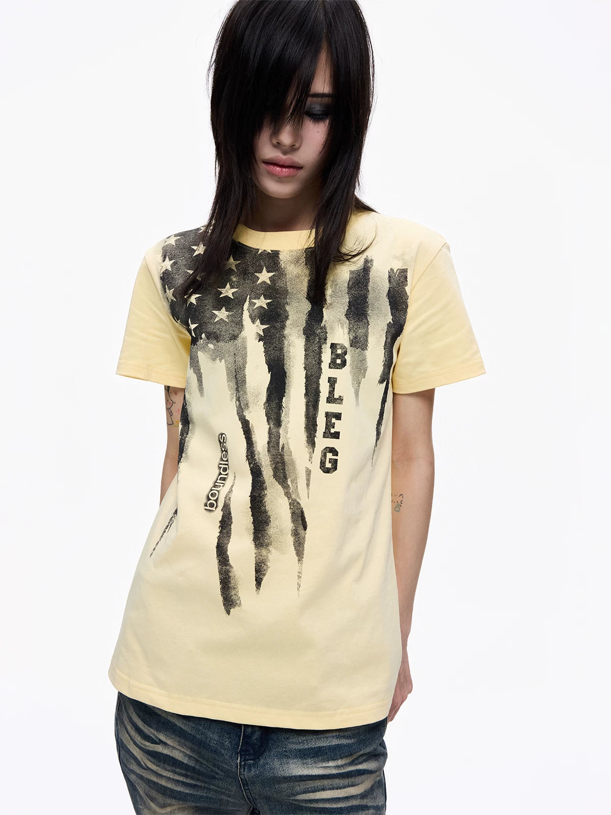 Washed Graffiti Cropped Tee