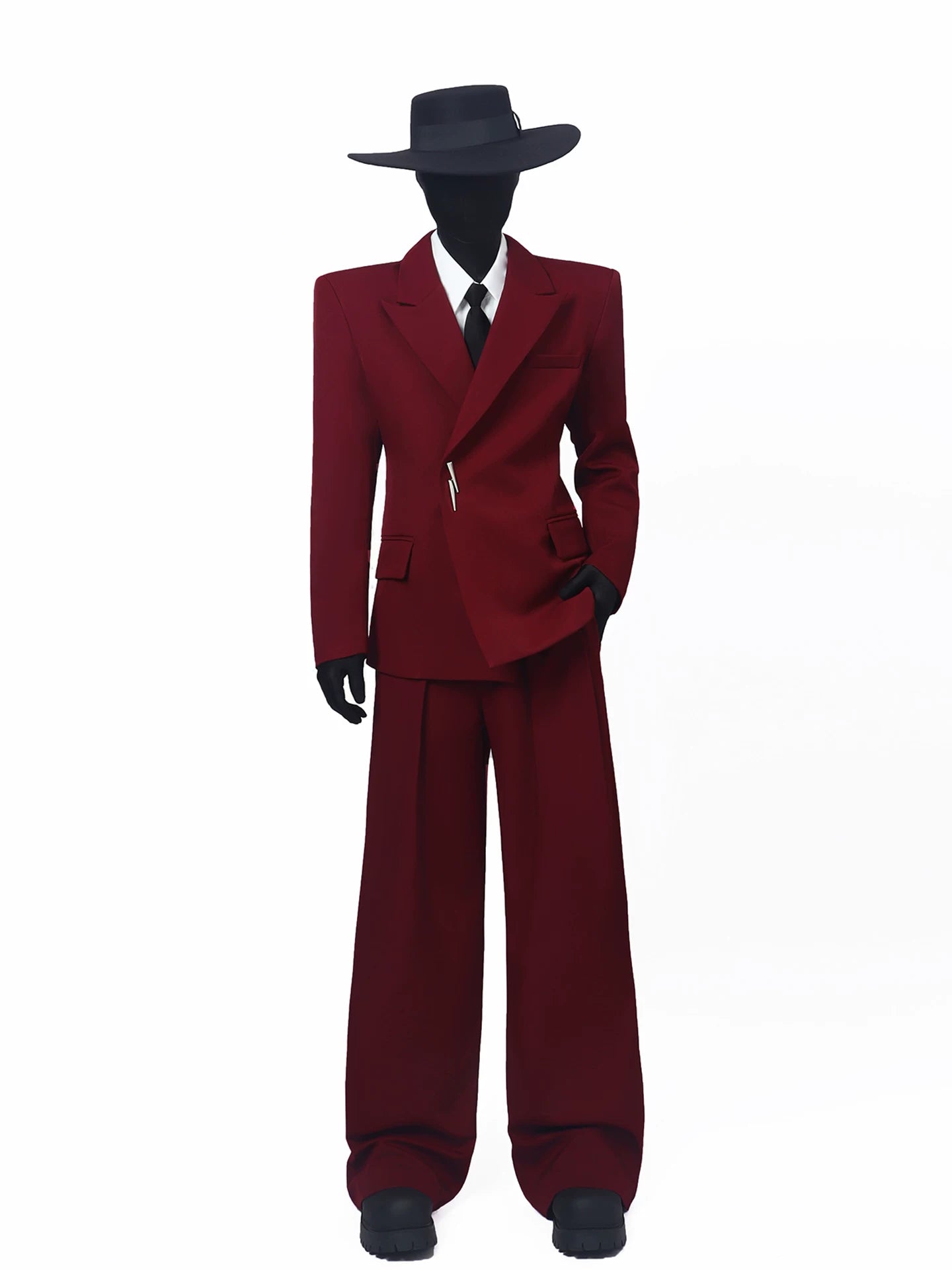 【26s May.】Burgundy Structured Shoulder Suit Set