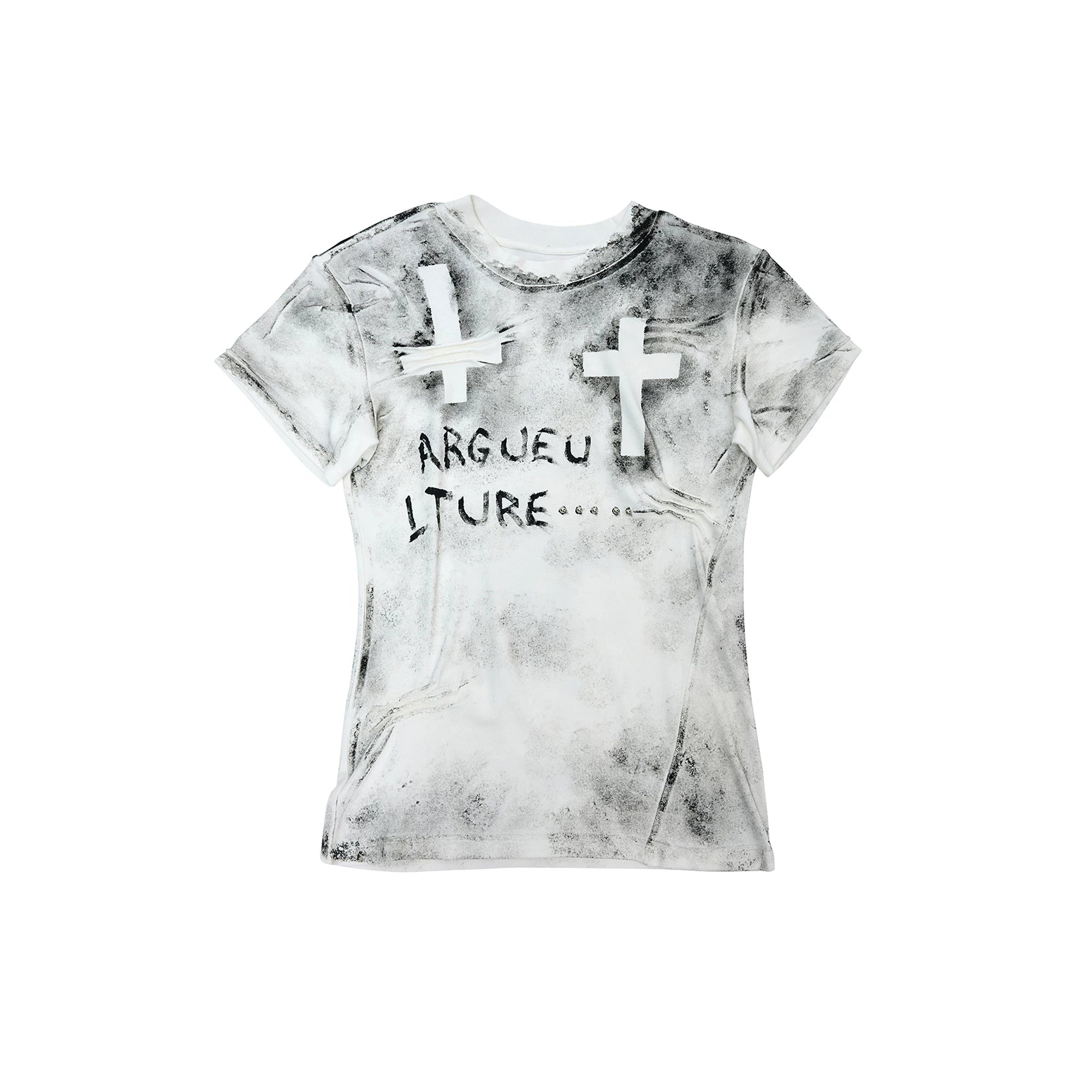 【26s May.】Distressed Cross Studded Slim Tee