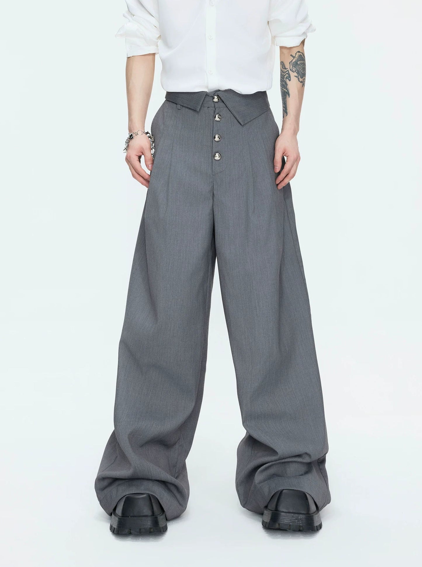 【26s Apr.】Silver Detail Double-Breasted Tailored Suit Set