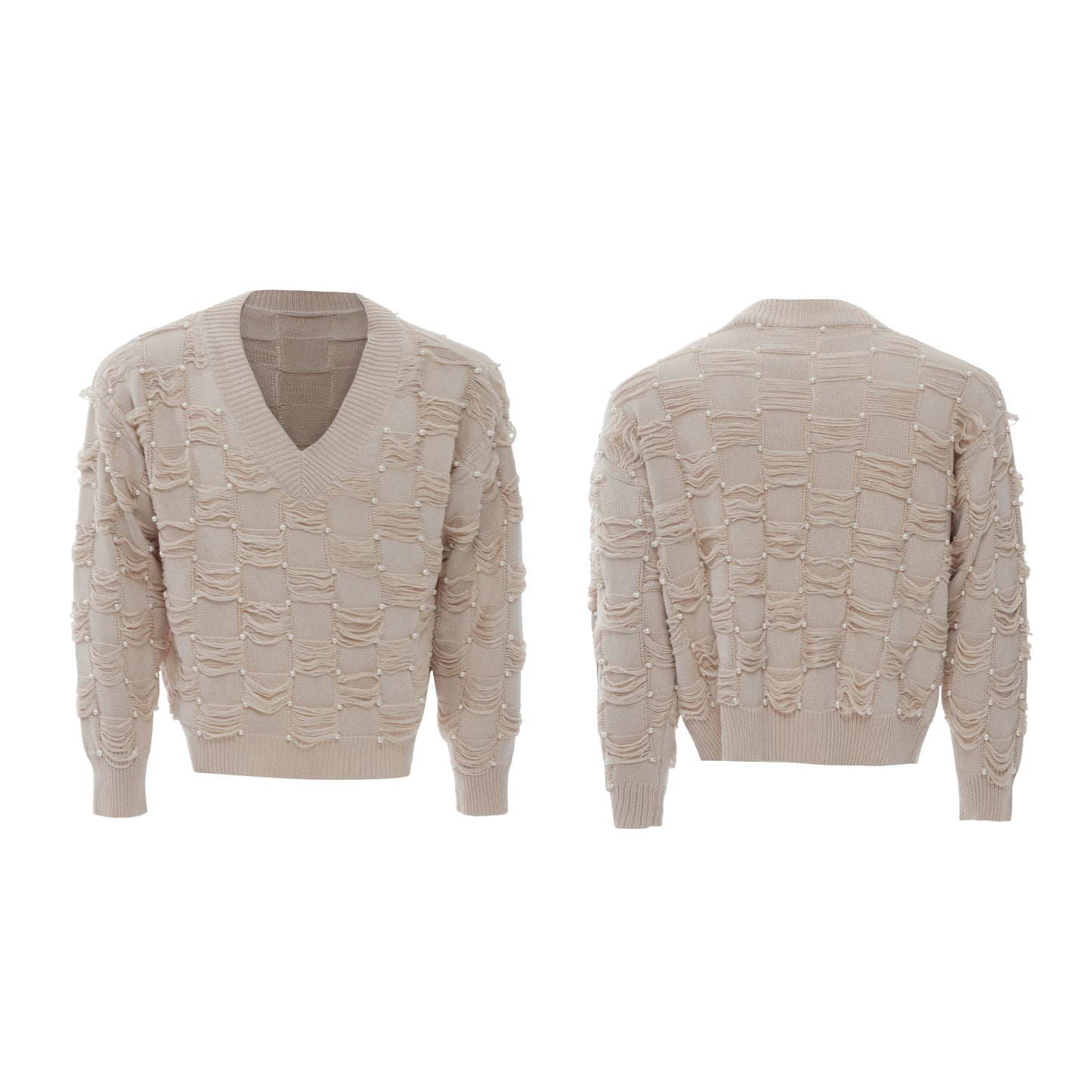 【25s Sep.】Pearl Embellished V-neck Sweater