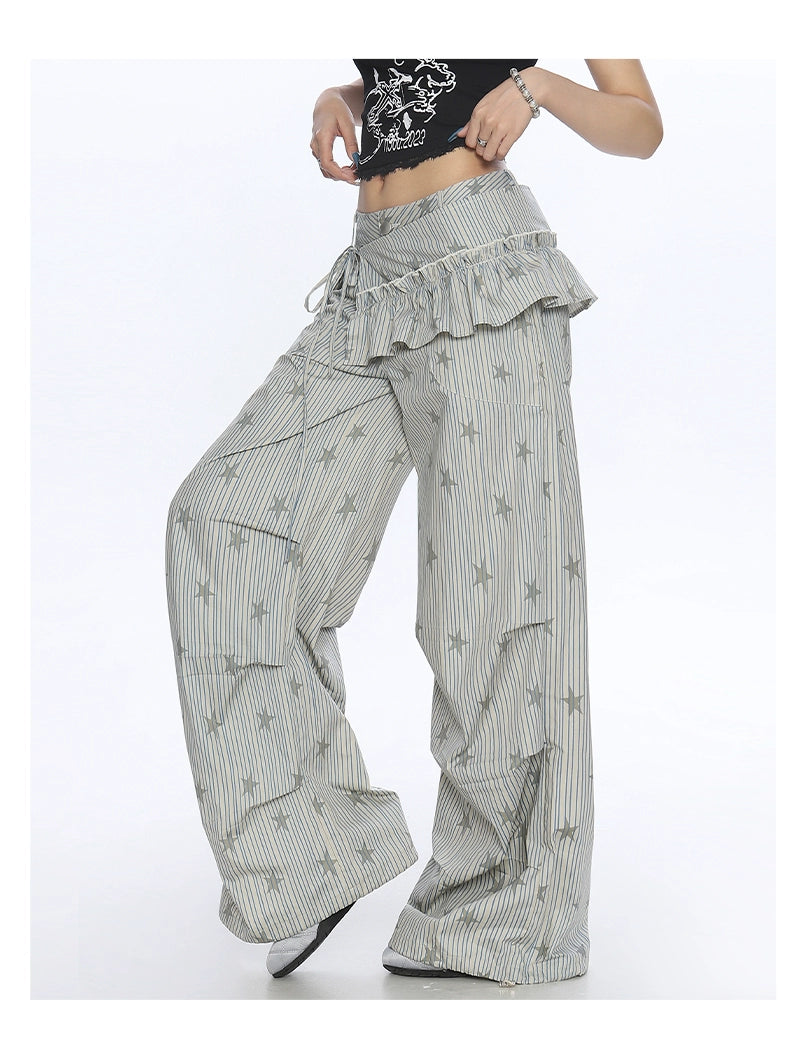 【25s Nov.】Striped Star Print Cargo Pants