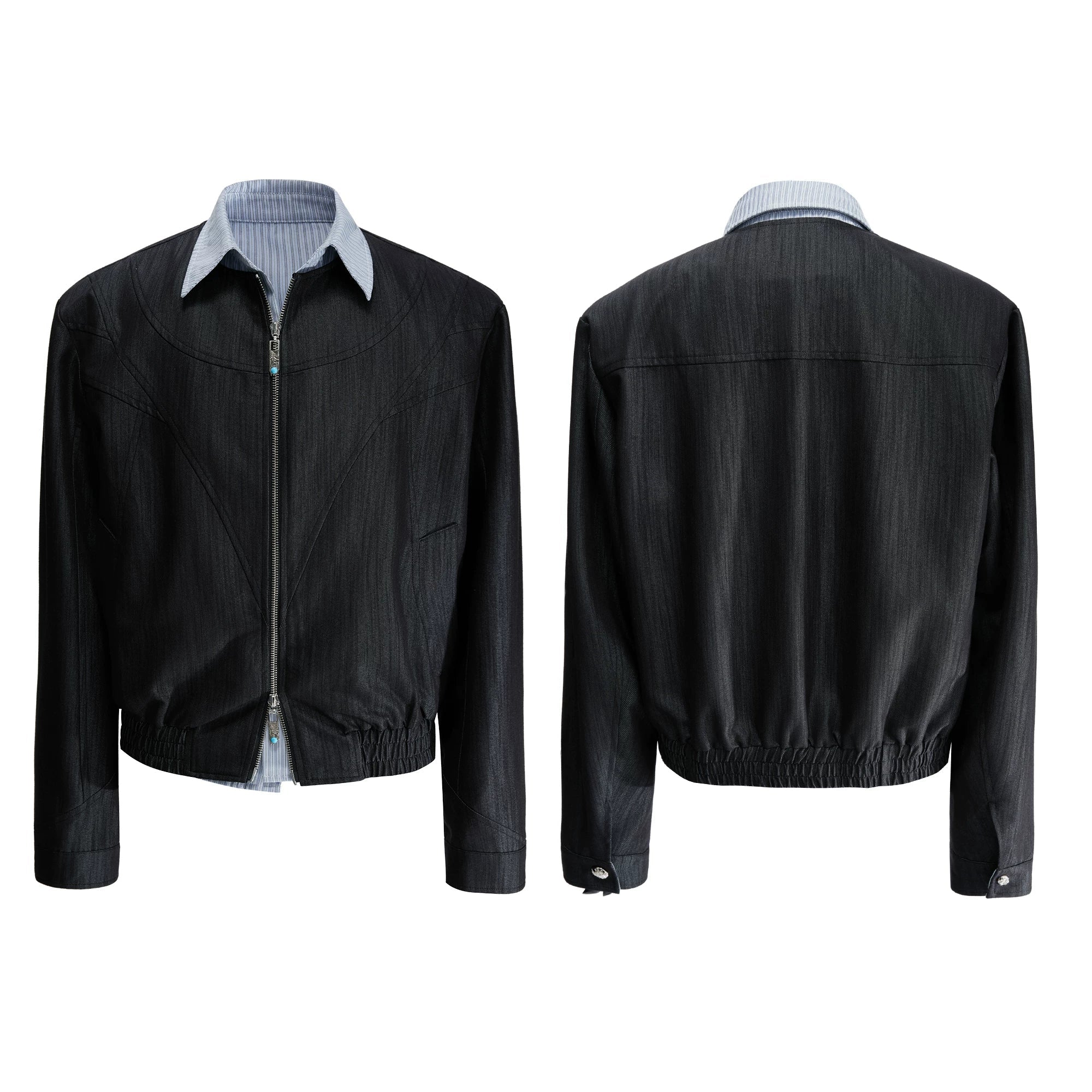 Pearlescent Striped Layered Shirt Jacket