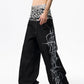 Hand-painted Thorn Leopard Print Double Waistband Jeans