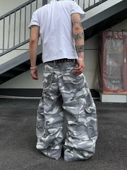 【25s Jun.】Vintage Multi-Pocket Camouflage Cargo Wide-Leg Pants