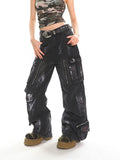 【25s May.】Washed Graffiti Pocket Denim Trousers