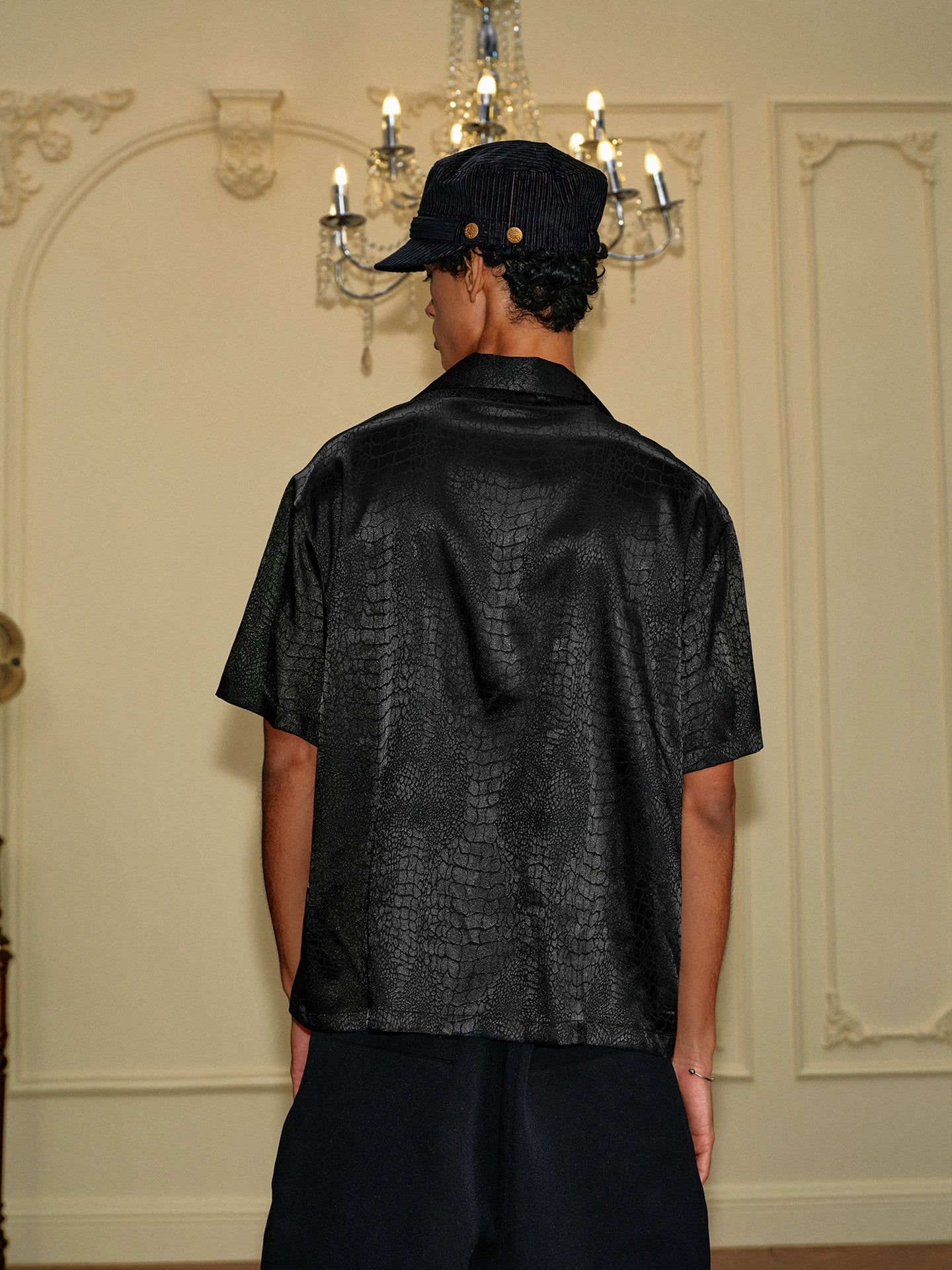 Snake Texture Satin Shirt