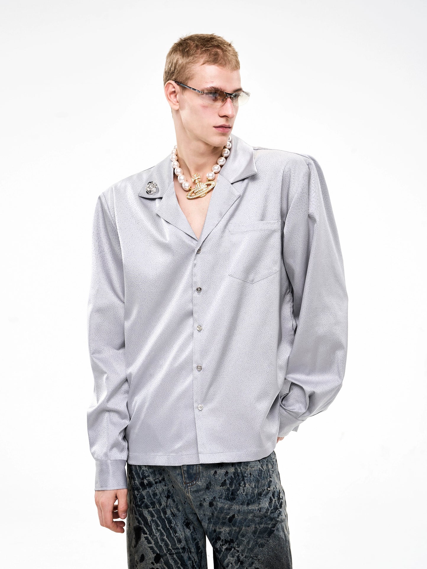 【25s Oct.】Luxury Diamond Metal Rose Long-sleeved Shirt