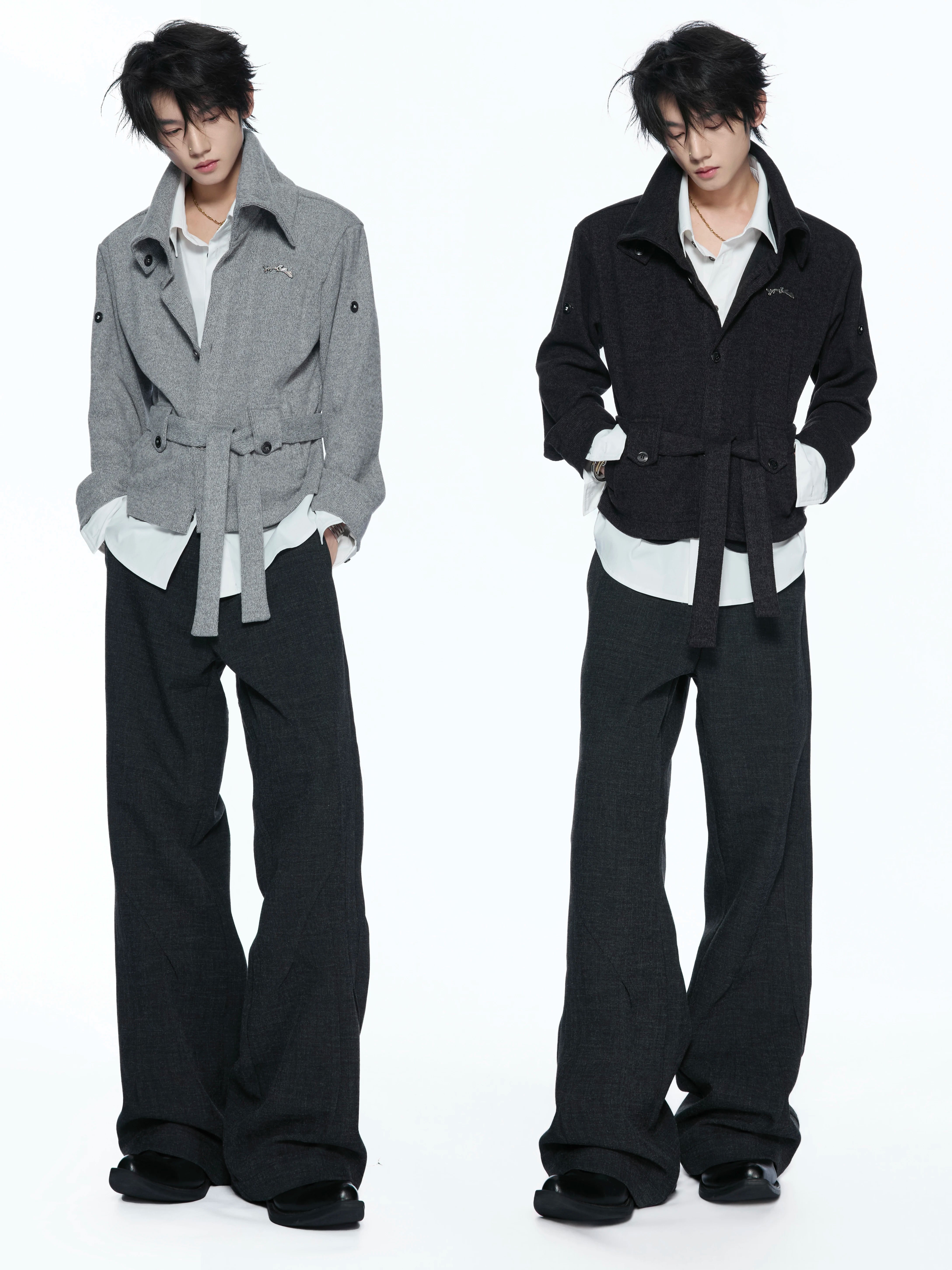 Merwev Convertible Collar Knit Cardigan