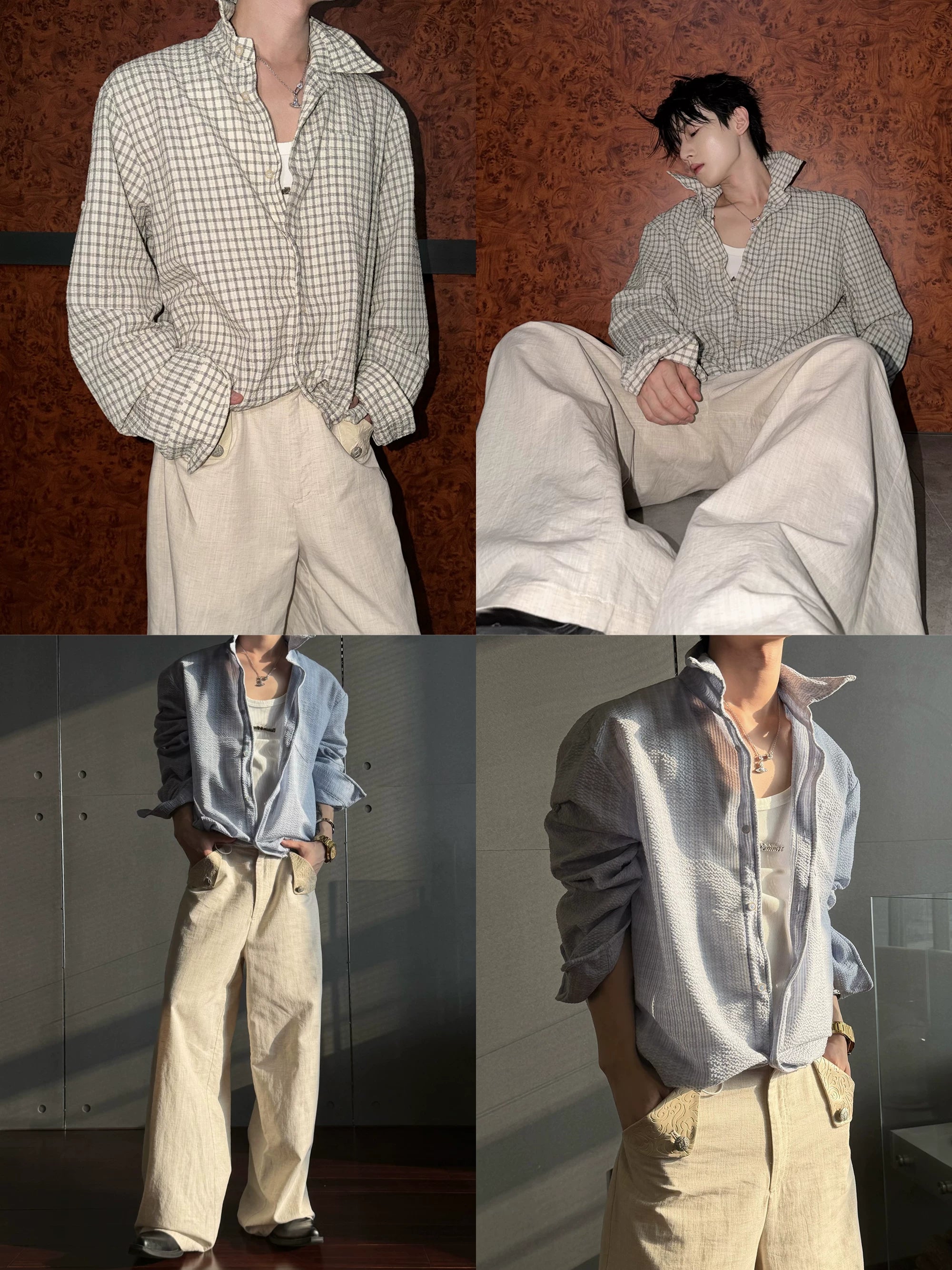 Textured Plaid Drawstring Shirt Jacket
