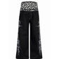 Hand-painted Thorn Leopard Print Double Waistband Jeans