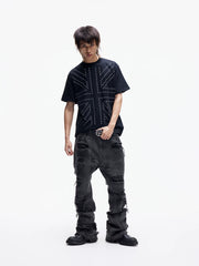 Distressed Raw Hem Slim Straight Jeans