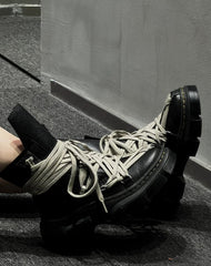 Lace-Up Platform Biker Combat Ankle Boots