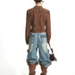 【25s Sep.】Vintage Brown Short Moto Jacket