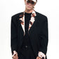 【25s Aug.】Structured Black Blazer with Cow Print Layer Detail