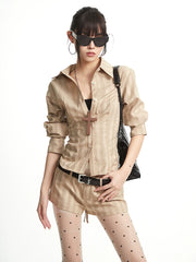 【25s Aug.】Old Money Vintage Lapel Shirt & Tailored Shorts Set