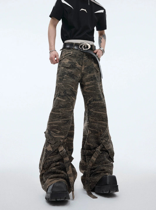 【24s May.】Retro Distressed Matte Grain Camouflage Pants