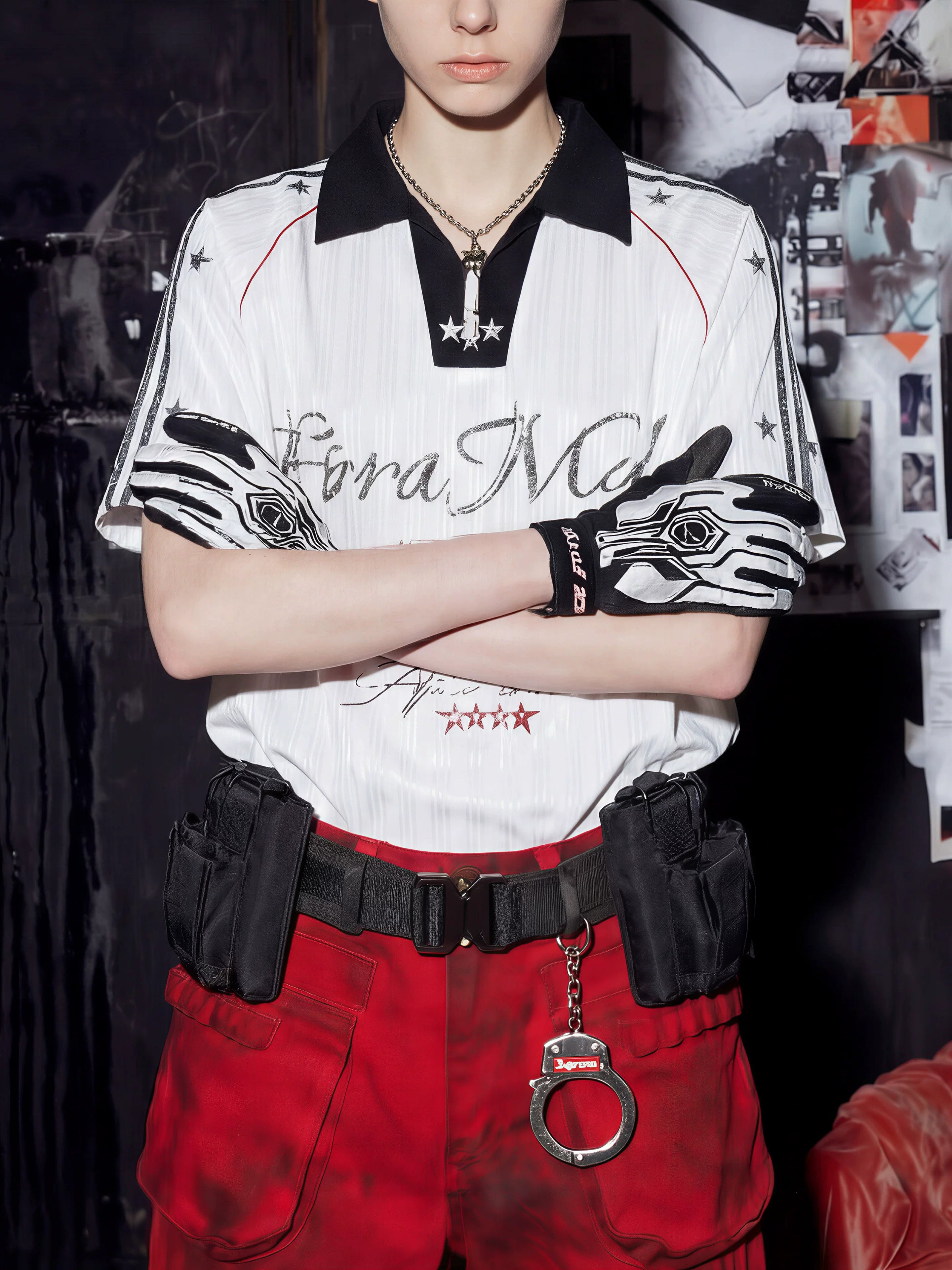 Black White Contrast Football Jersey Tee