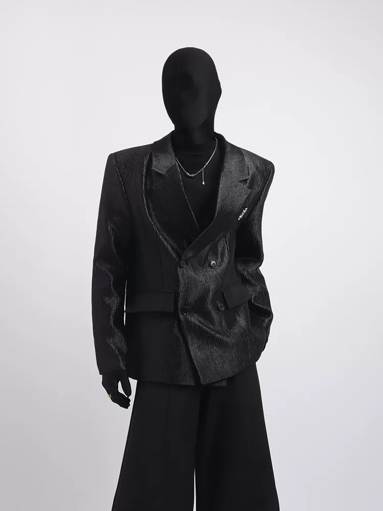 【26s Apr.】Pleated Double-Breasted White Blazer