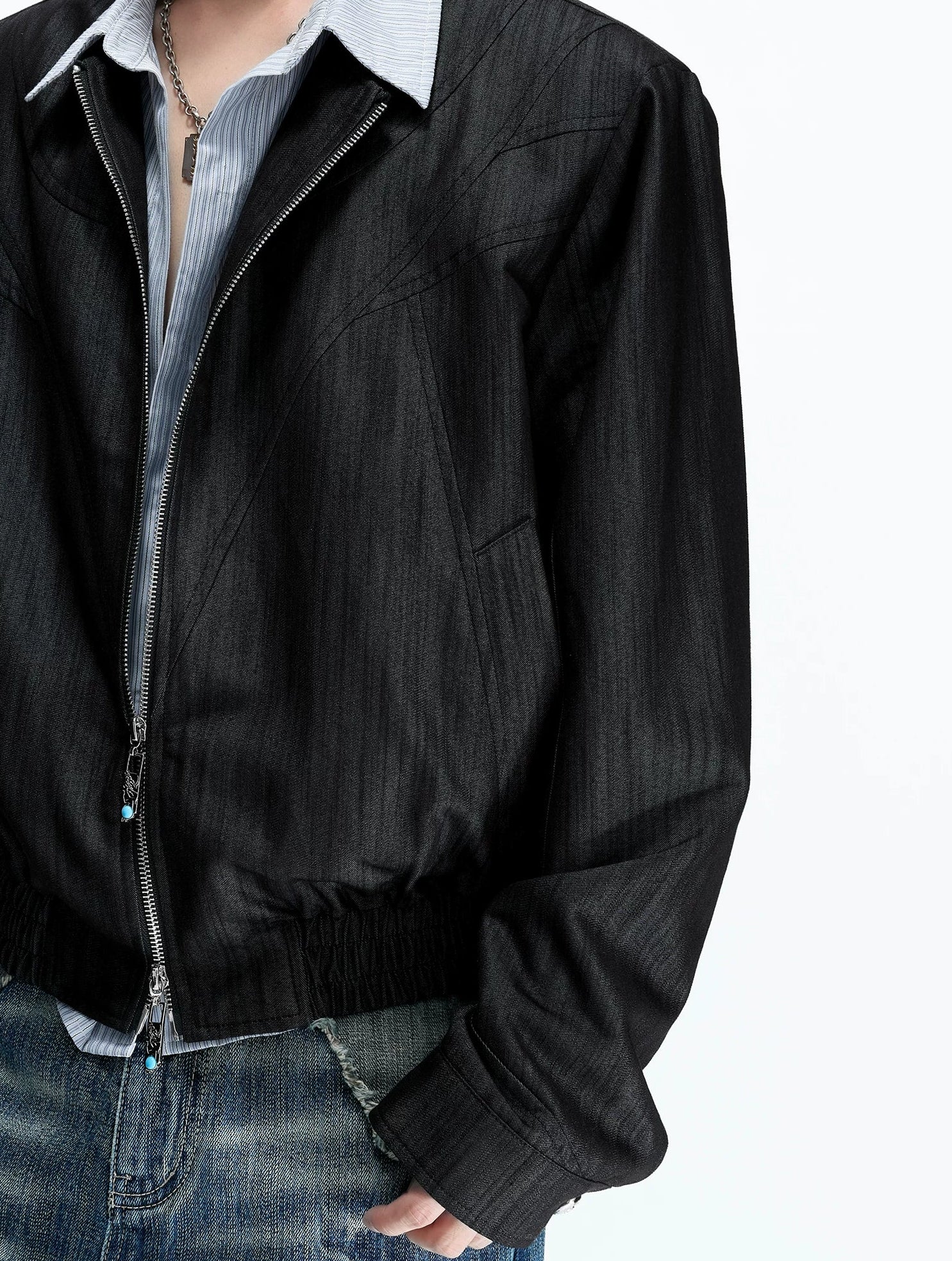 Pearlescent Striped Layered Shirt Jacket