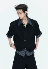 【26s May】Striped Layered Cardigan Tee Set