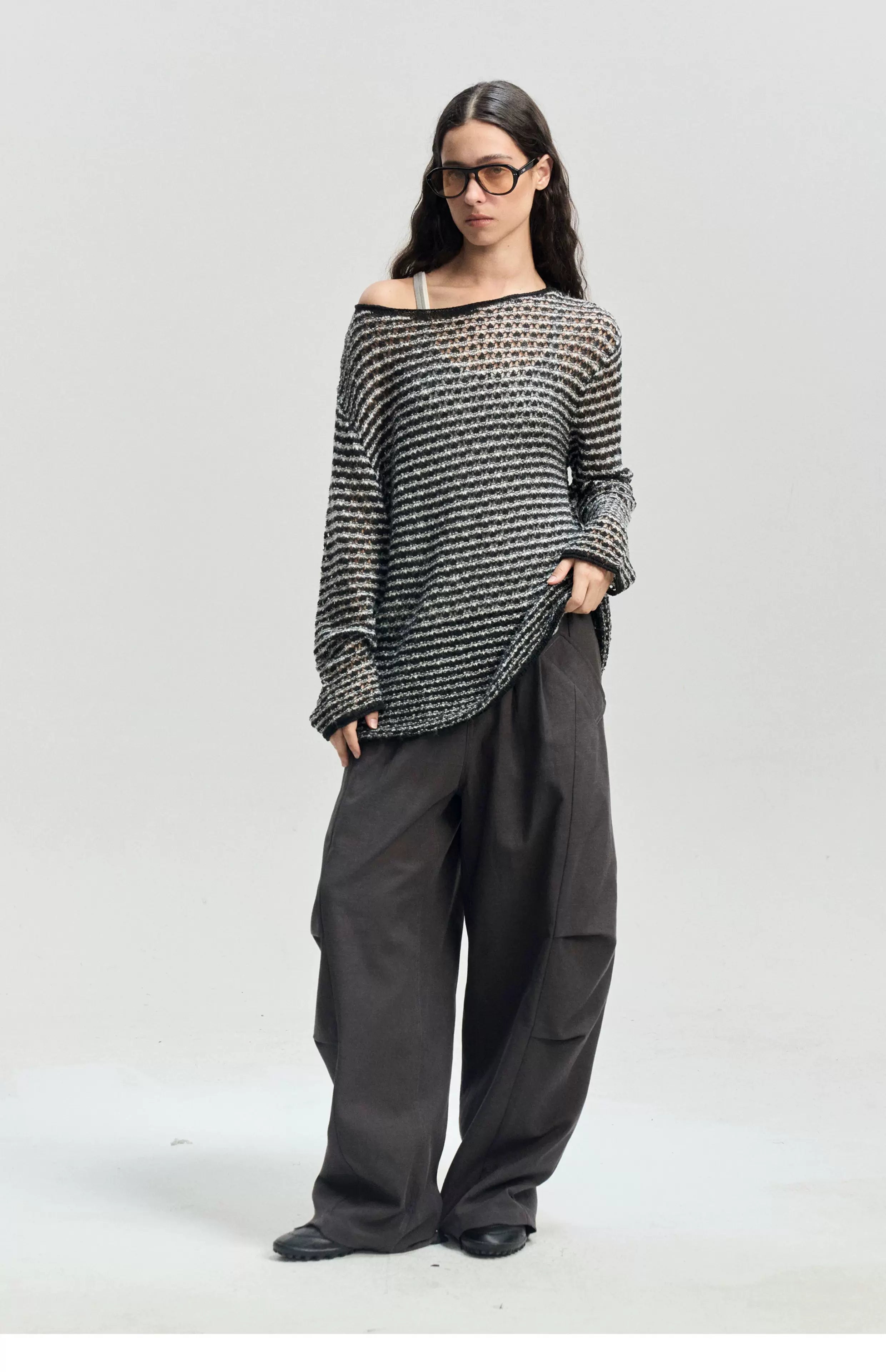 Pleated Wide-Leg Parachute Pants