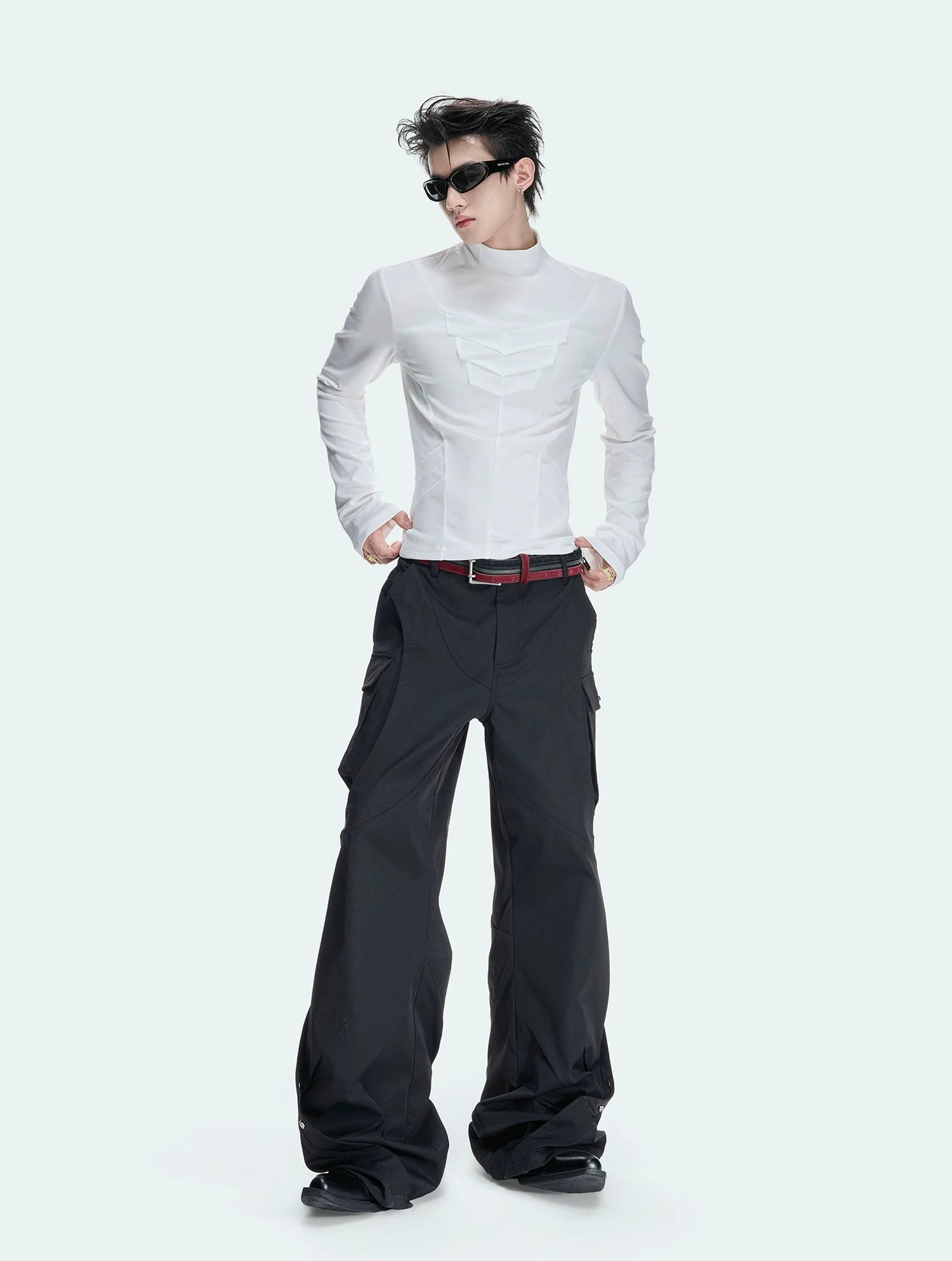 Sculpted Mock Neck Long Sleeve Tee