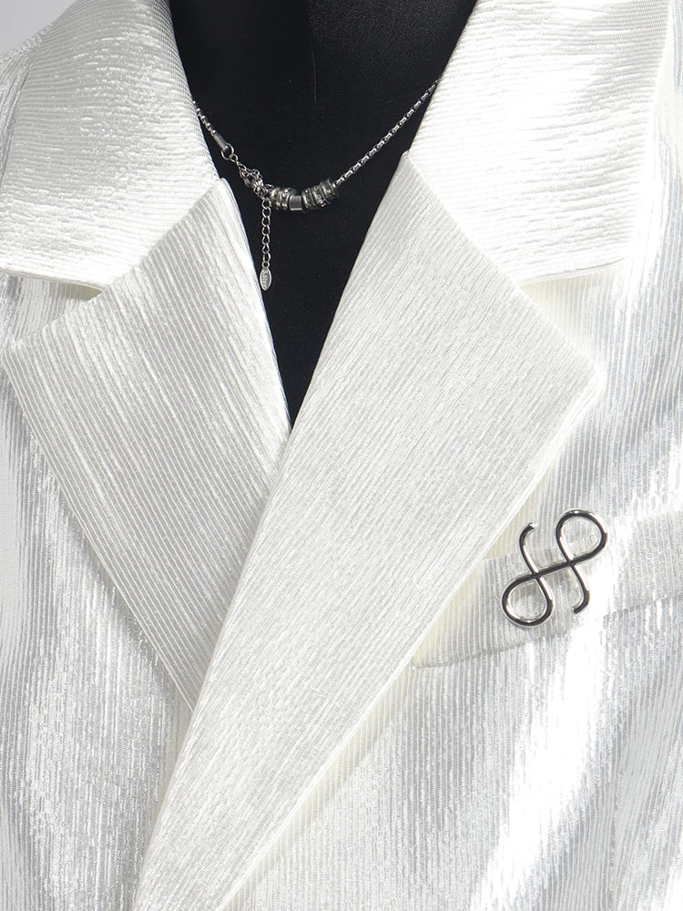 【26s Apr.】Pleated Double-Breasted White Blazer