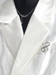 【26s Apr.】Pleated Double-Breasted White Blazer