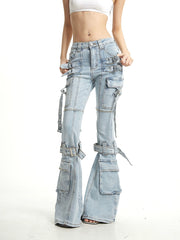 【25s Sep.】Light Blue Faded Flare Wide-Leg Jeans
