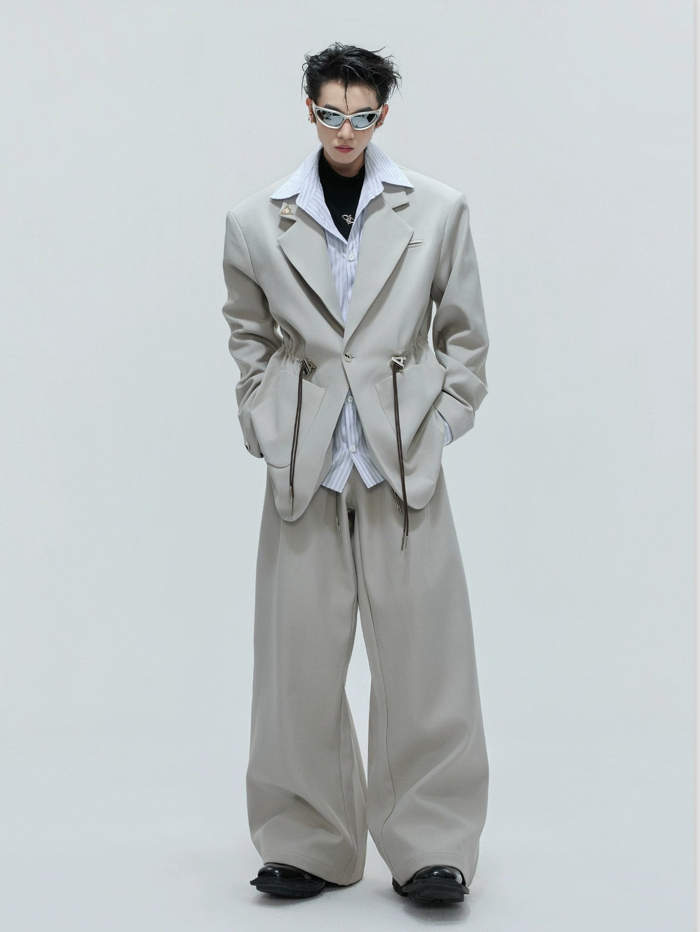 【25s Nov.】Drawstring Waist Padded Shoulder Suit/ Trousers