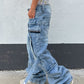 【25s Aug.】Deconstructed Heavy-Washed Patchwork Denim Jeans