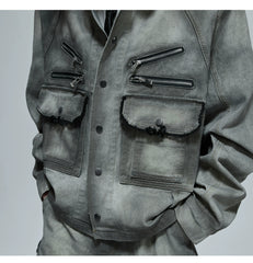 【25s Oct.】Wasteland-style Soft Denim Top/Deconstructed Zippered Flared Pants