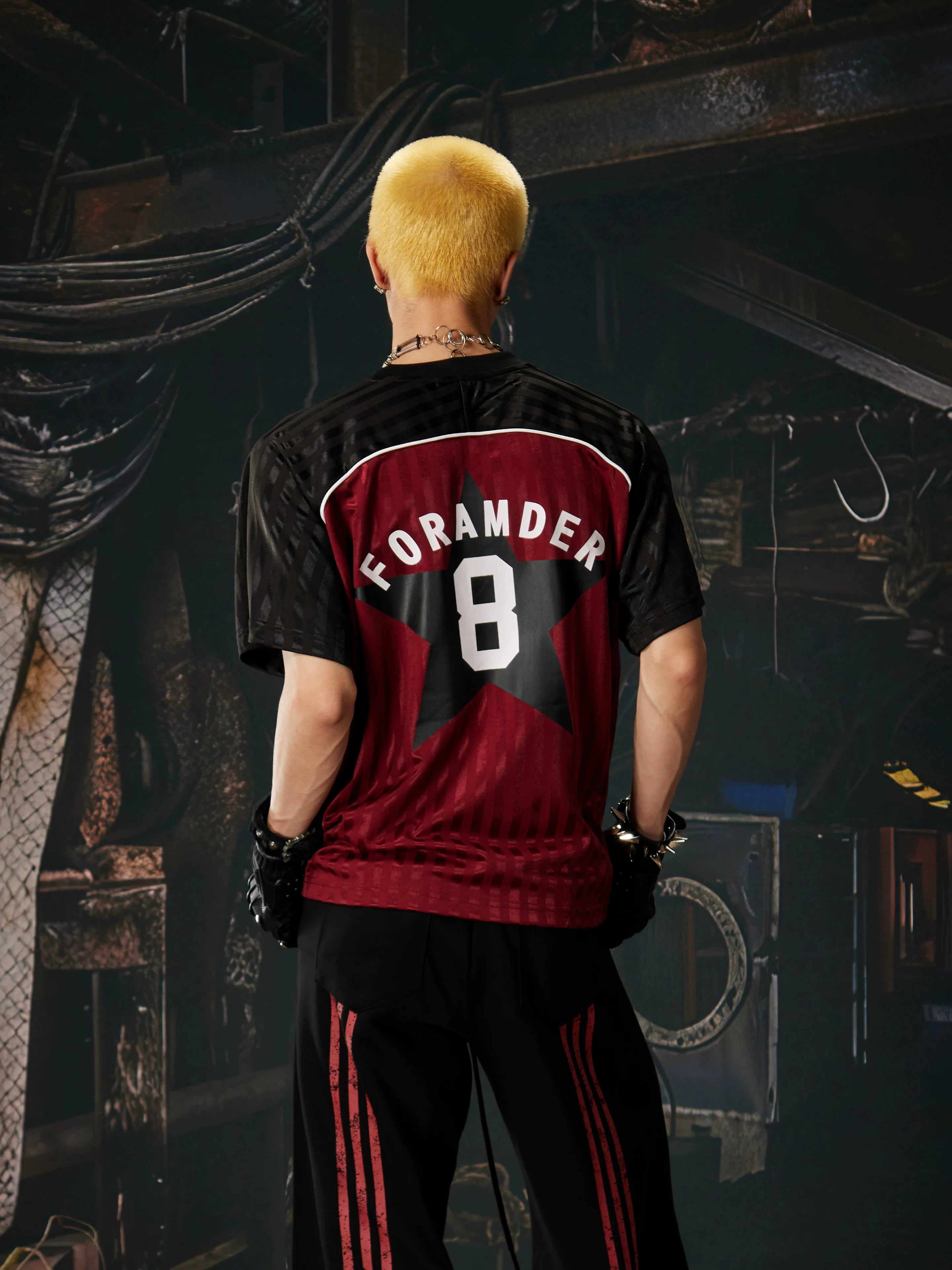 Red Black Contrast Jersey Tee