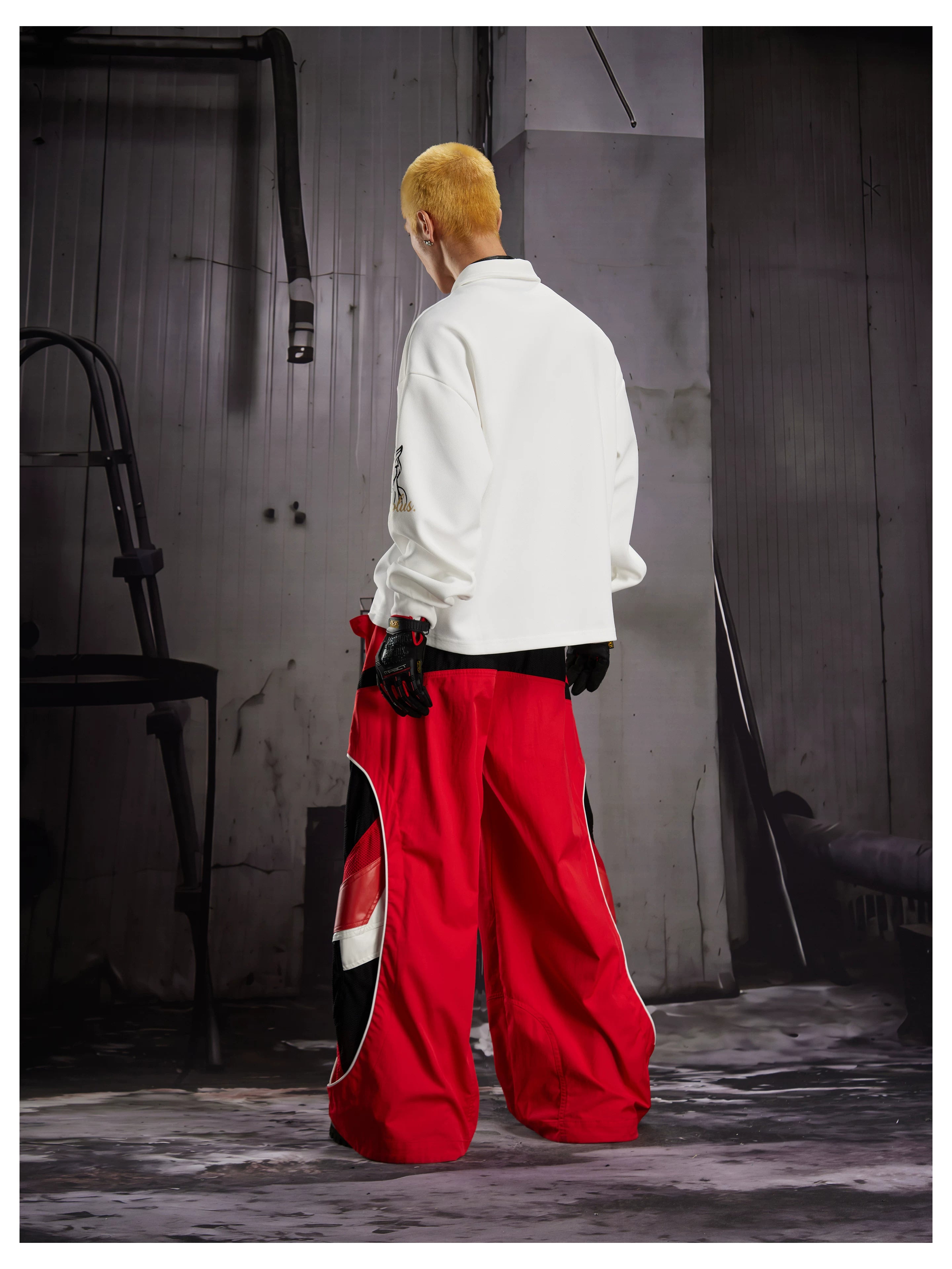 Deconstructed Racing Mesh Leather Pants