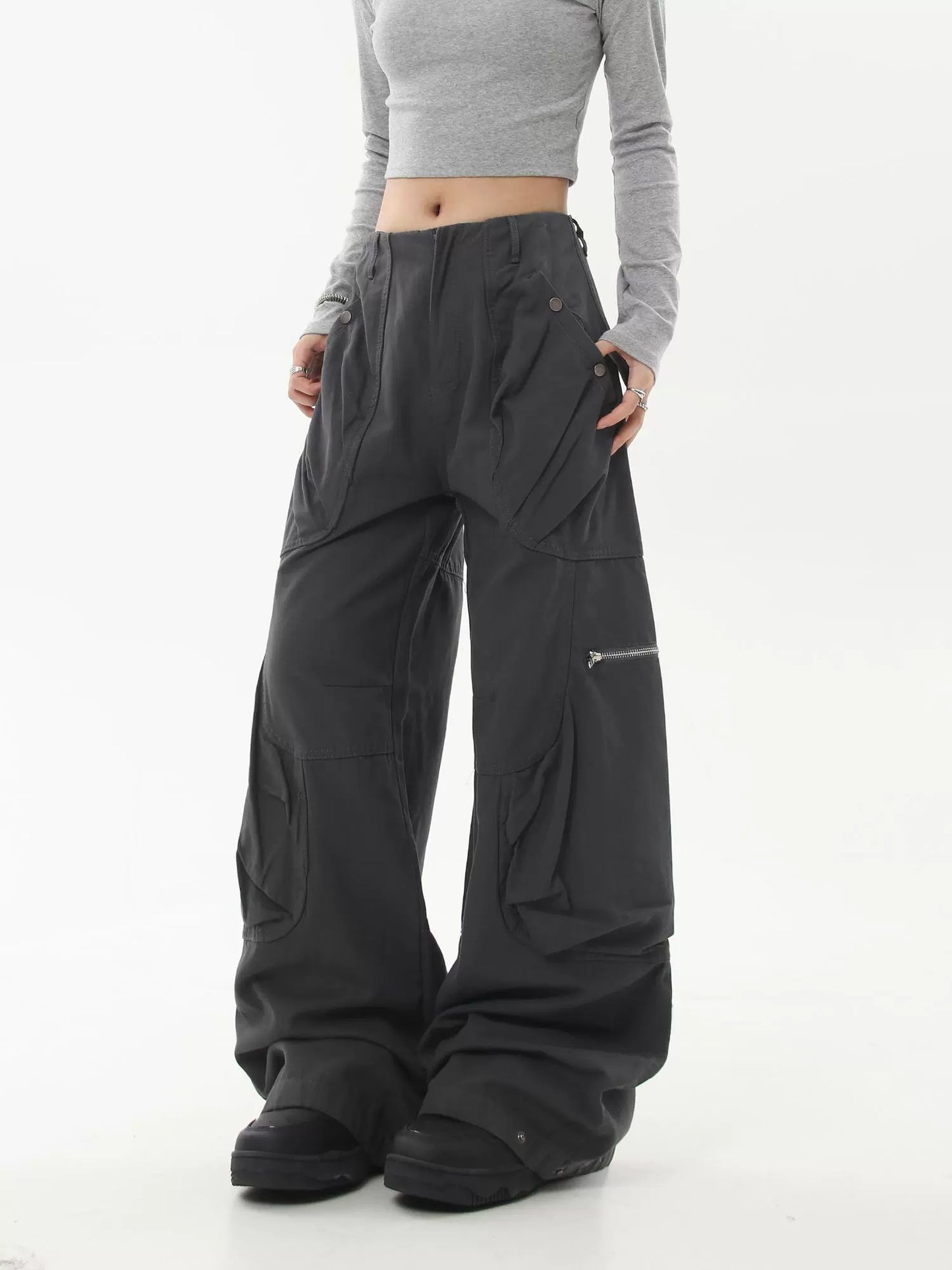 【25s Jul.】Vintage Deconstructed Multi-Pocket Wide-Leg Pants